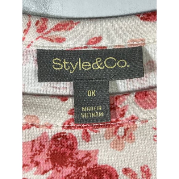Style & Co Floral Print 3/4 Sleeve Top 0X 100% Supima Cotton - Picture 5 of 8